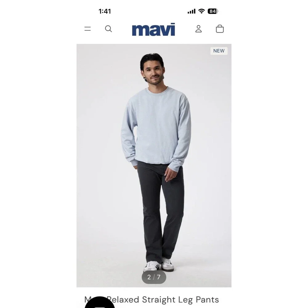 New Men’s Mavi Matt Relaxed Straight Leg Dark Blue Navy Pants 42 / 32 Retail $98